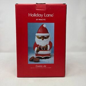HOLIDAY LANE MACYS CHRISTMAS BLACK AFRICAN AMERICAN SANTA COOKIE JAR 2.3 QT NEW